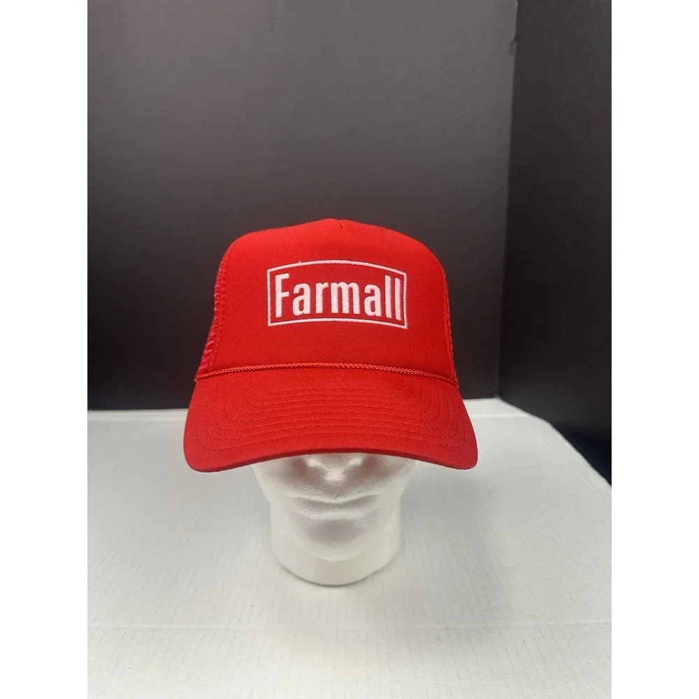 Vtg Farmall Tractors Trucker hat Logo Mesh Foam SnapBack Farm